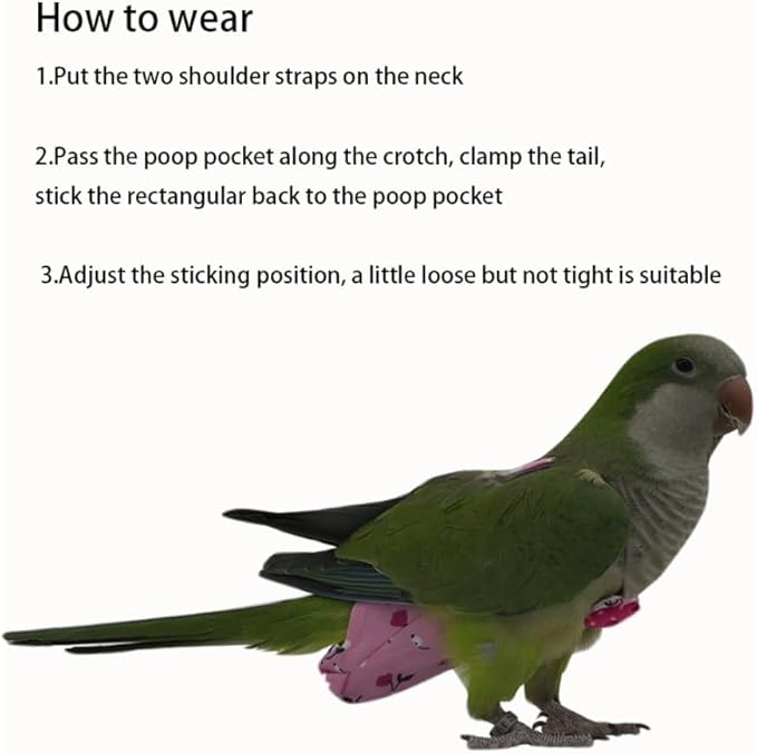 6PCS Washable Reusable Bird Diapers with Waterproof Lining & Adjustable Straps – Soft Parrot Diaper Clothes Costume Set for for Parakeets, for Budgies, for Mini Macaws (L)