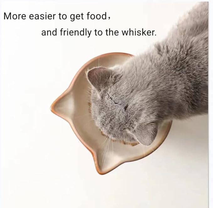 Nihow Elevated Cat/Dog Bowls: 6.25 Inch Ceramic Raised Cat Food & Water Bowl Set for Protecting Pet's Spine - Feeding & Watering Supplies for Cat/Small Size Dog - Elegant Brown (6.8 OZ /1 PC)