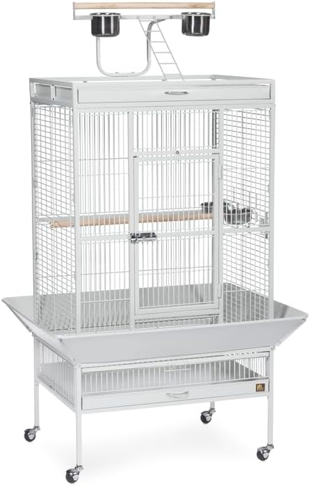 Suburban Sophistication Playtop Bird Home with Spacious Design, Durable Materials, Removable Perches Medium/Pewter White