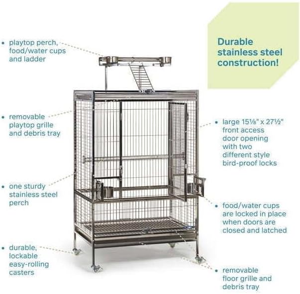 Maykoosh Bird Cage - Stainless Steel Aviary, Spacious & Durable Design