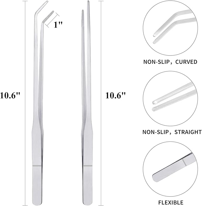 Reptile Bowl Set Includes Reptile Food Dish,Reptile Water Dish,Reptile Feeding Tongs,Long Tweezers for Terrarium,for Leopard Gecko,Frog,Bearded Dragon,Snake,Tortoise,Hermit Crab