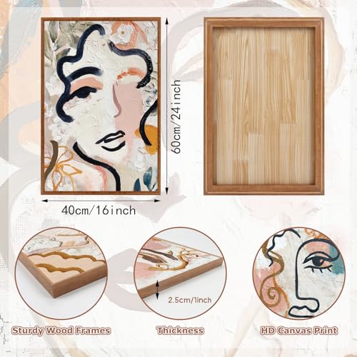 KAlRNE Abstract Boho Line Wall Decor Woman Face Wall Art Set (3 Count)