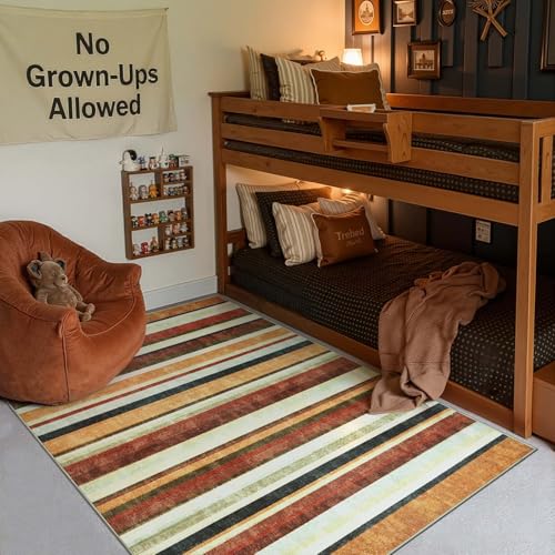 5x7 Area Rug Modern Striped Washable Living Room Rug (35 Sq Ft)