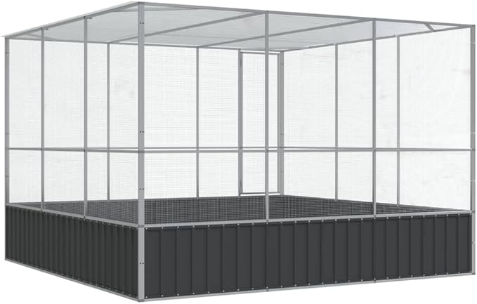 Large Bird Aviary, Outdoor Galvanized Steel Bird Cage, Galvanized Steel Outdoor Bird Aviary, Mesh Fence Bird House for Parrot, Parakeet, Dove, Cockatiel, 122.4"x120.9"x83.5"