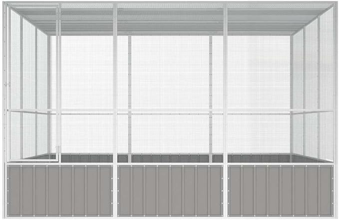 Metal Steel Large Bird Cage for Budgies, Pigeons, Galvanized Steel Birdcage Aviary House, 119.1"x127.8"x83.3", Gray,-573