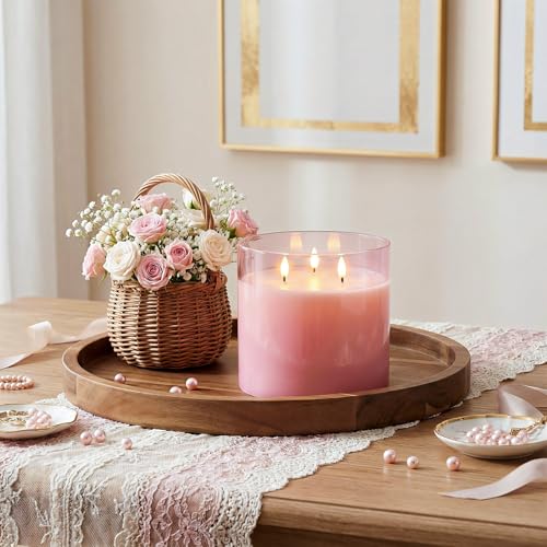 Pink Large Glass Flameless LED Candle