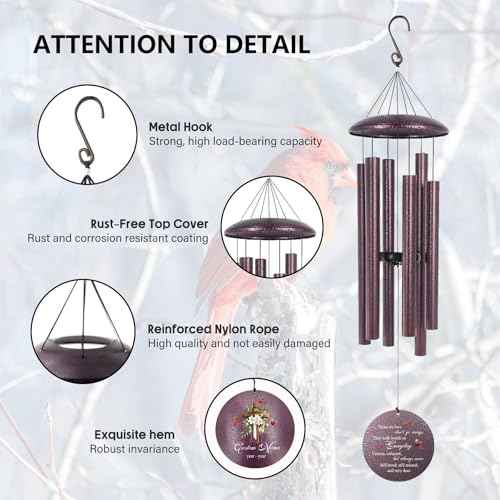 Customized Cardinal Cross Windchimes in Memory of a Loved One