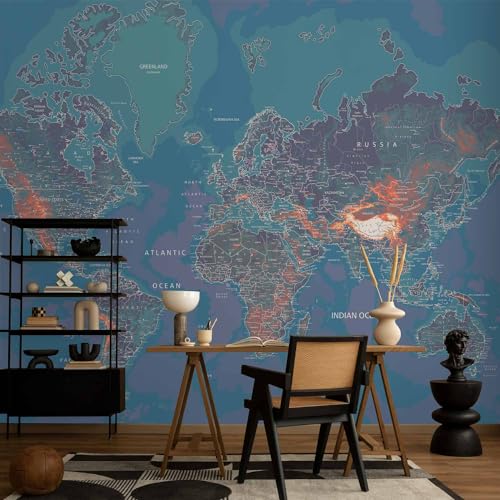 Wall Mural World Map 177x124 in (152.63 Sq Ft)