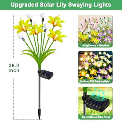 4 Pack Lily Flower Solar Garden Lights (2 Count)