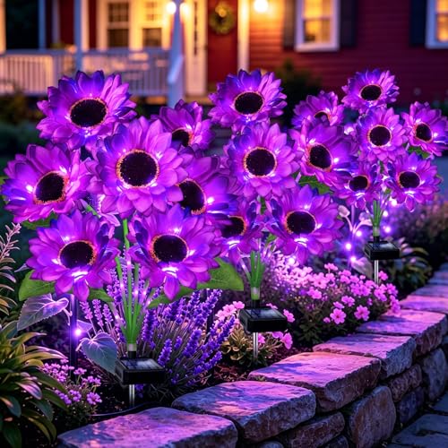 Solar Sunflower Lights 6 Pack with 36 Sunflower Solar Lights Outdoor Garden Decor