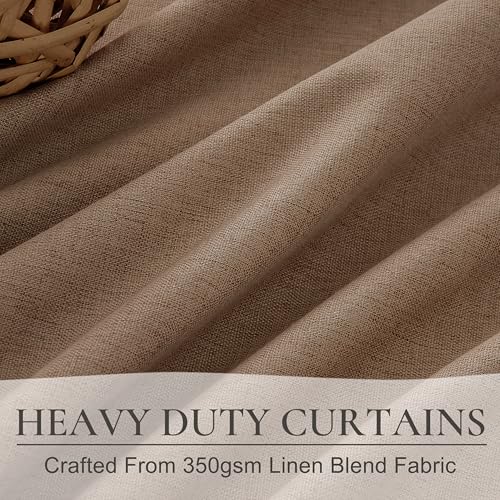 RustBrown Linen Pinch Pleated Curtains 100 Inches Long Heavy Duty Thermal Insulated Extra length Burg for Dining Room Total Blackout 48 (2 Count)