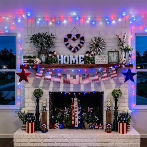 400 LED Red White and Blue String Lights Outdoor (132 Foot)