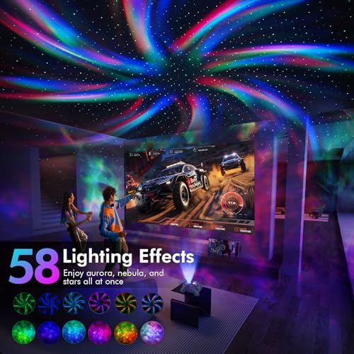 Dual Lens Galaxy Star Aurora Projector Night Light for Bedroom