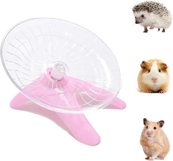Hamster Flying Saucer Silent Running Exercise Wheel for Hamsters, Gerbils, Mice,Hedgehog and Other Small Pets Silent Running Wheel Hamster Wheel (Pink)