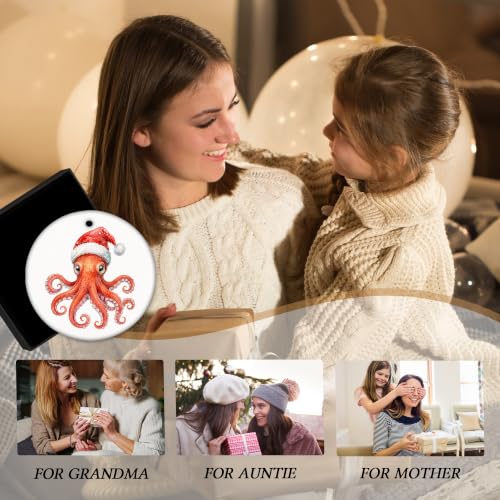 Santa Octopus Christmas Ceramic Ornament