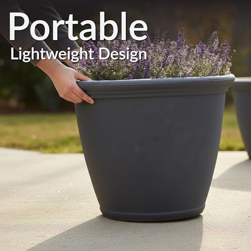 Sunnydaze Anjelica 24'' Large Plastic Planter Pot for Plants (3 Count)