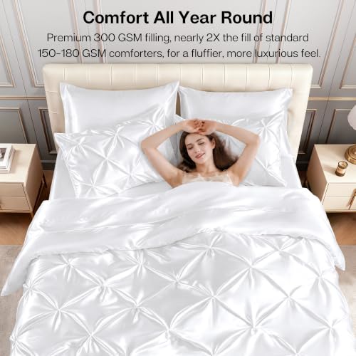 Satin Full Size Comforter Set White