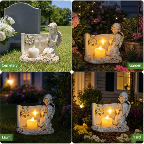 Solar Angel Statue Lights for Cemetery & Garden Memorial with LED Lights Gift for Loss of Loved