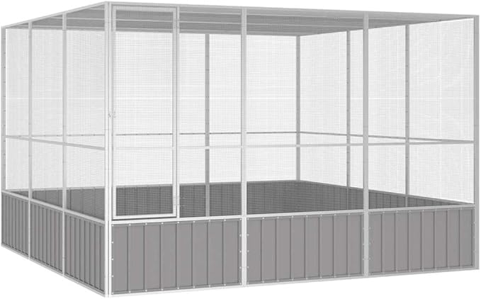 Metal Steel Large Bird Cage for Budgies, Pigeons, Galvanized Steel Birdcage Aviary House, 119.1"x127.8"x83.3", Gray,-573