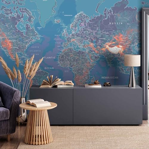 Wall Mural World Map 177x124 in (152.63 Sq Ft)