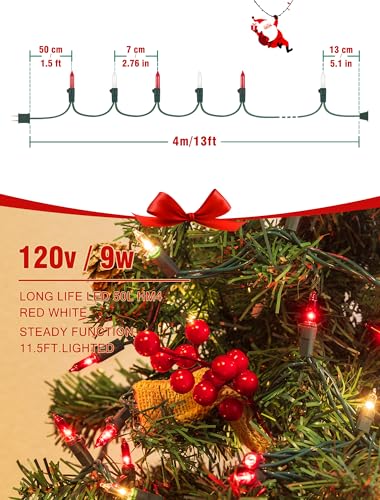 Red Warm White Christmas Lights (50 Count)