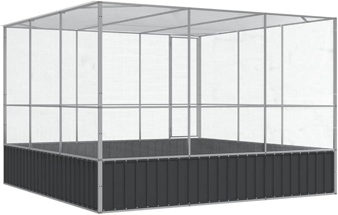 Outdoor Aviary Bird Cage, Galvanized Steel Outside Ample Activity Space Birdcage, 122.4"x120.9"x83.5", -261