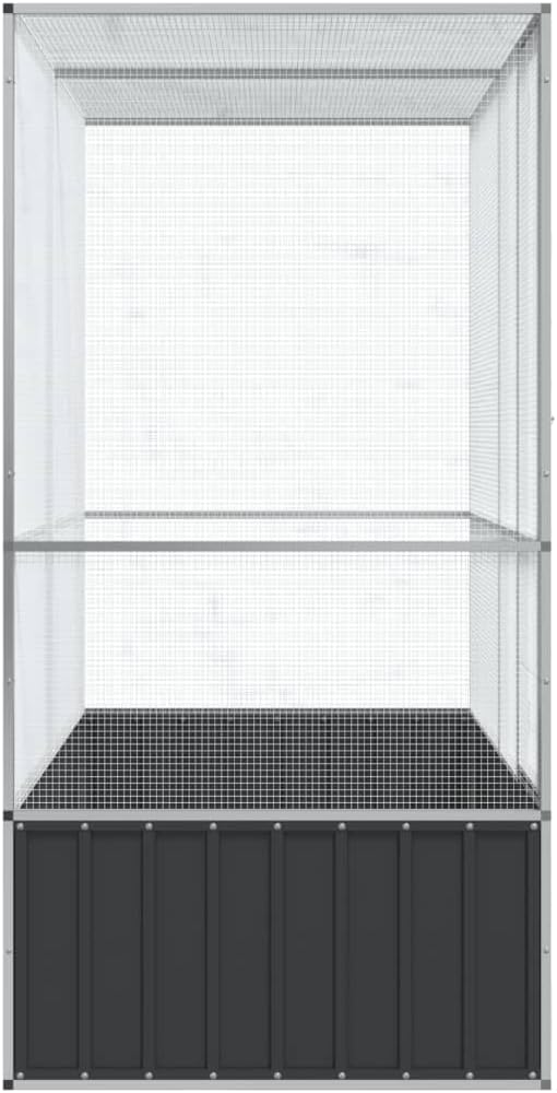 Steel Aviary Silver, Steel Bird Cage, Outdoor Aviary Parrot Cage Wide Flight Metal Birdcage, 82.9"x42.1"x83.5" Steel,-81