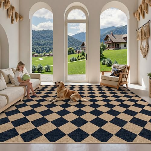Checkered Easy Jute 9x12 Patio Rug (108 Sq Ft)