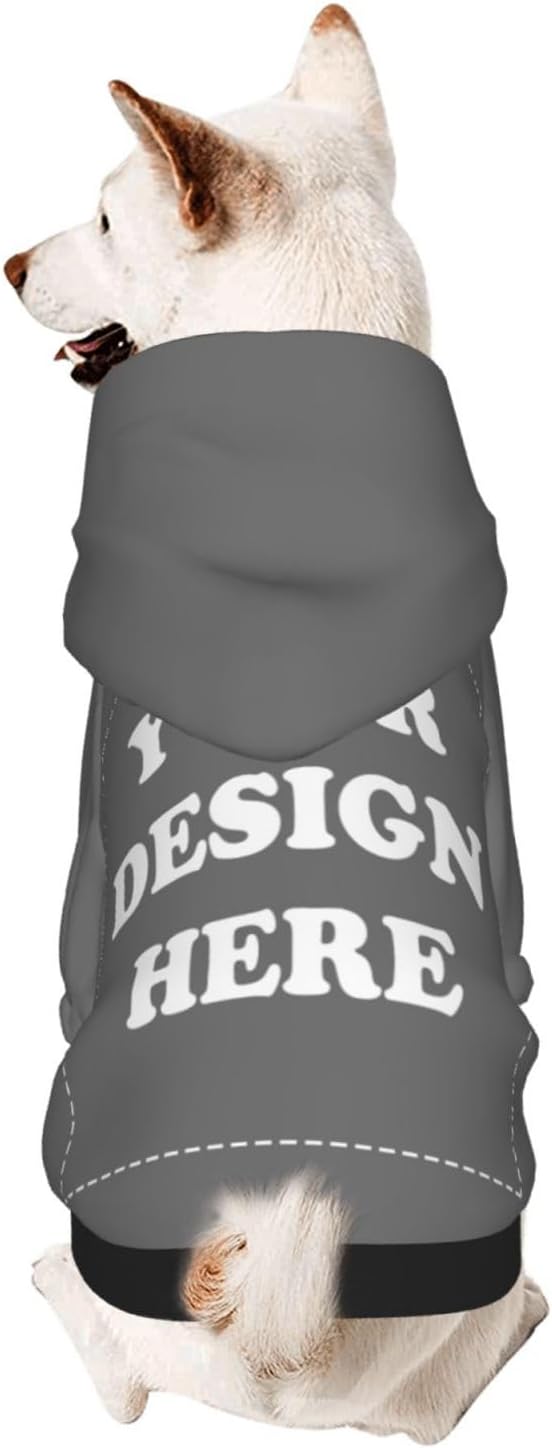 Personalized Dog Hoodie, Custom Dog Costumes for Small Dogs, Holiday Happy Dog Clothes Football Pet Shirt Sweater with Name Number for Girl/Boy Cats/Kitten, Darkgrey, XL