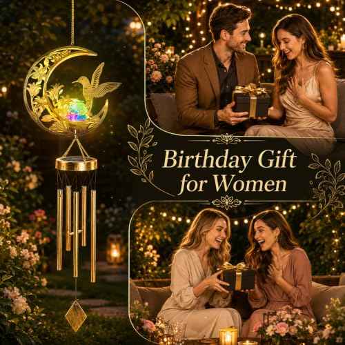 Colorful Solar Wind Chimes for Outside Gifts for Women