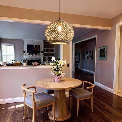 Rattan Pendant Light Fixture 13.79”Boho Wicker Lights