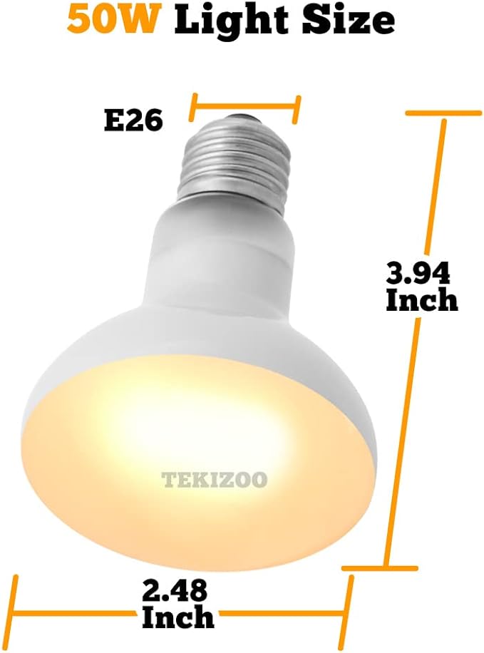 Reptile Heat Lamp Basking Spot Bulb UVA Daylight Light for Amphibian,Lizard,Tortoise,Bearded Dragon 50W(4 Pack)