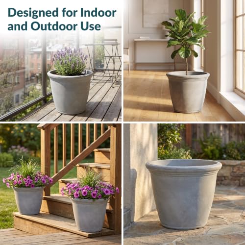 Sunnydaze Anjelica 15.25'' Large Plastic Planter Pot for Plants (2 Count)