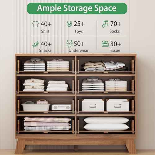 Fluted Dresser for Bedroom with 8 Drawers
