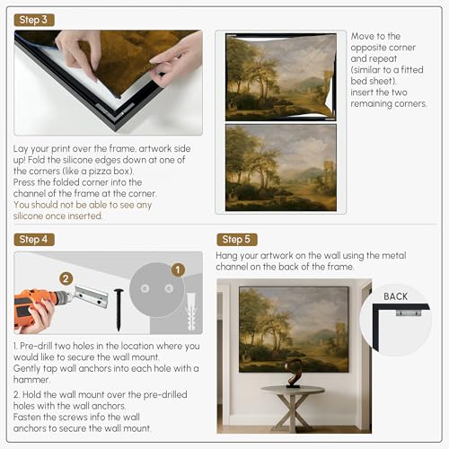 36"x46" Extra Large Framed Wall Art Flying Cranes Over Sunlit Hills Illustration for Home Living Room Bedroom Decor