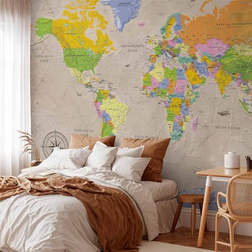 Wall Mural World Map 138x101 in (96.44 Sq Ft)