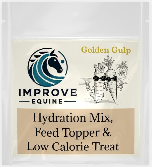 Low Calorie Hydration, Feed Topper & Treat | Safe, NO Electrolyte/Salt for Daily Intake | No Sugar Added | Hydration Support for Horses, Livestock & Dogs | 8 Servings | Golden Gulp
