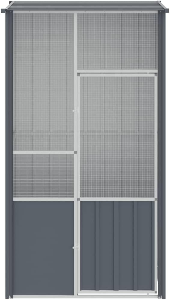 Galvanized Steel Bird Aviary, Mesh Fence Outdoor Aviary Flight Cage, Anthracite 45.3"x30.7"x78.7"