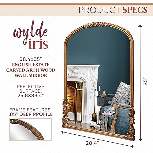 English Estate Carved Arch Wood Wall Mirror