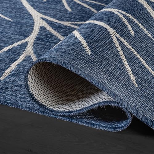 Washable Indoor Outdoor Rug 8x10 Modern Area Rugs Branch Pattern Non Shedding Waterproof Easy Clean Patio Deck Porch Living Room Bedroom Garden RV (80 Sq Ft)