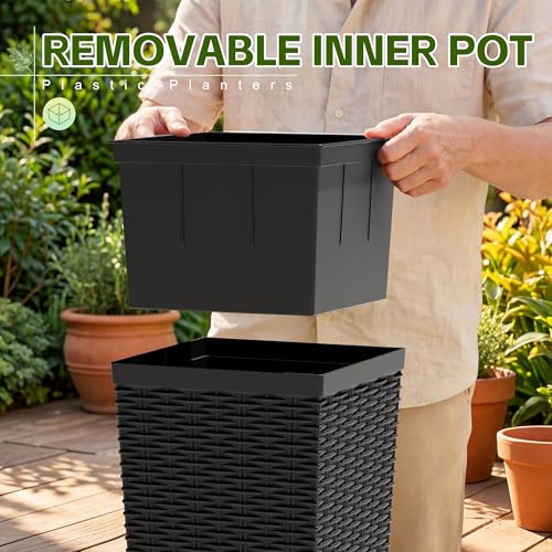 Resin 30'' Tall Planters Large Taper Outdoor Planter (2 Count)