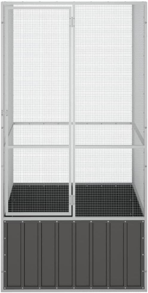 Tidyard Large Bird Cage, Galvanized Steel Aviary with Anthracite Finish for Budgies Pigeons Outdoor Use, 111 x 107 x 83.3 inches