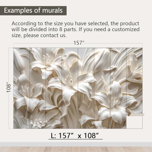 3D Beige Flower Peel and Stick Wallpaper Walls Mural for Bedroom