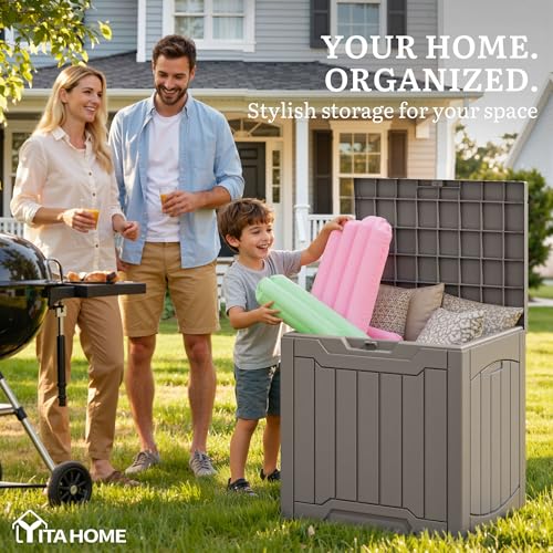 31 Gallon Resin Deck Box Outdoor Storage Box and Waterproof