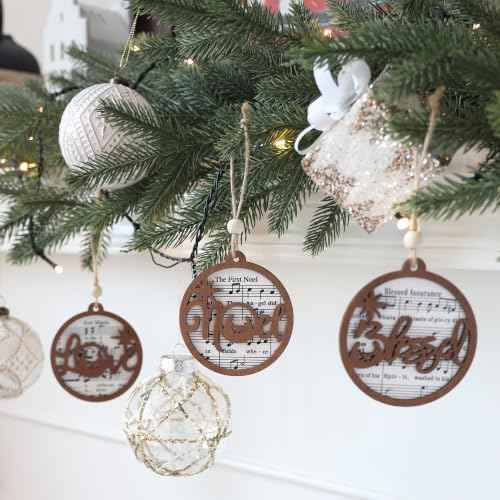 18 Pieces Wooden Sheet Music Nativity Christmas Ornaments Set (18 Count)