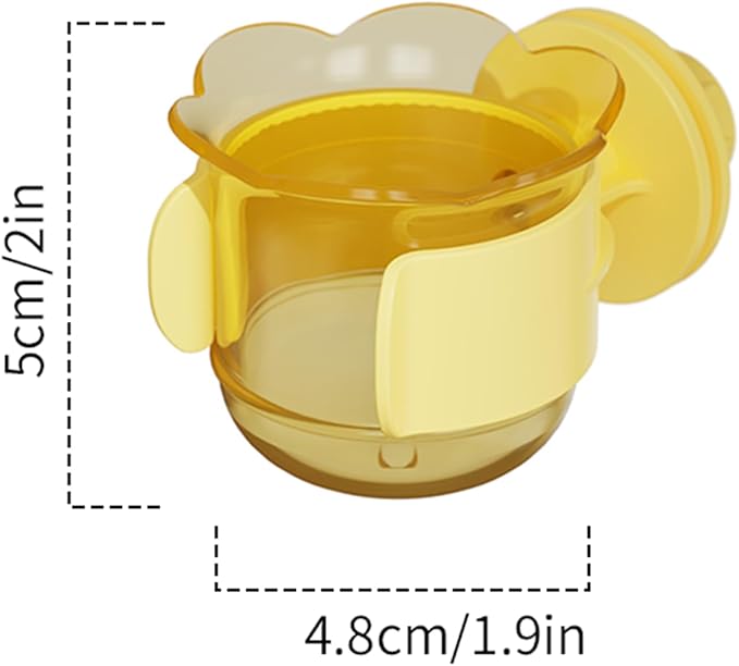 2pcs/4pcs PET Bird Bowls with Clamp, Bird Cage Feeder, Durable Water Bowl, Feeding Cups, Water Feeder for Cockatiel, Parakeet, Macaw, Finches, Lovebirds, Small Animals Gray (Yellow, 4pcs)