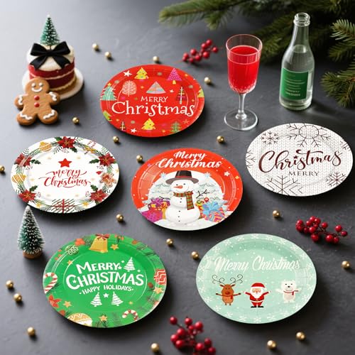 48 PCS Christmas Paper Plates 7 inch (50 Count)