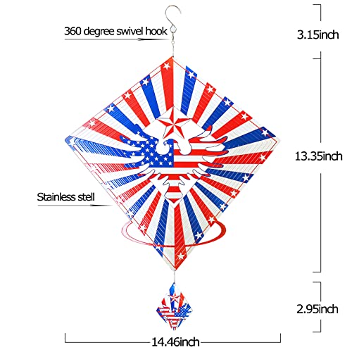 13.5in American Eagle Flag Patriotic Wind Spinner Gifts for Men Dad