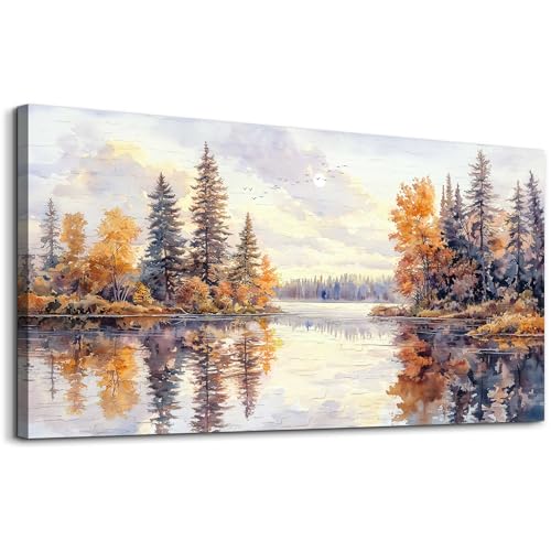 Modern Large Canvas Print Wall Art Abstract Ink Landscape Painting Home Decoration Natural Landscape Artwork Picture Living Room Bedroom Office Wall Decoration Ready To Hang 24x48 Inches