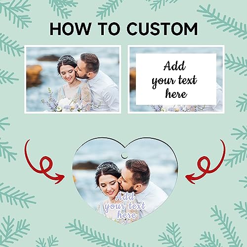 Personalized Christmas Ornaments 2025 Wood Custom Picture Text Hanging Ornament Customized Christmas Tree Decorations Keepsake Gift for Family Couples Xmas Tree Home Decor